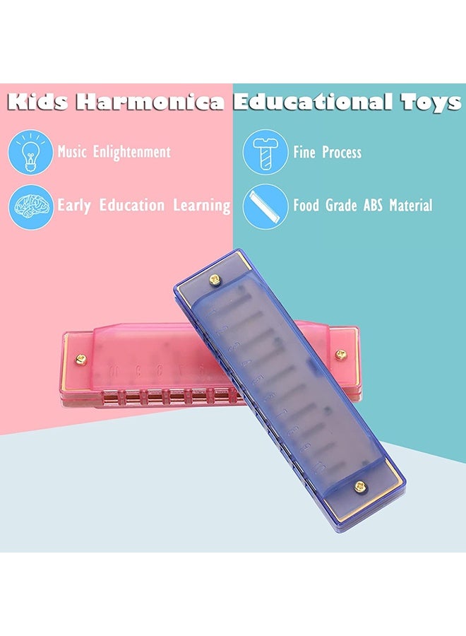 دبليو أف أف أو هارمونيكا للأطفال 10 ثقوب، حزمة من قطعتين، مفتاح C، هارمونيكات البلوز، لعبة تعليمية، لعبة للمبتدئين، أدوات موسيقية للأطفال الصغار، الحفلات والعطلات وأعياد الميلاد (أزرق/وردي/مع صندوق) - Image 3